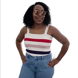 Striped knit tank top